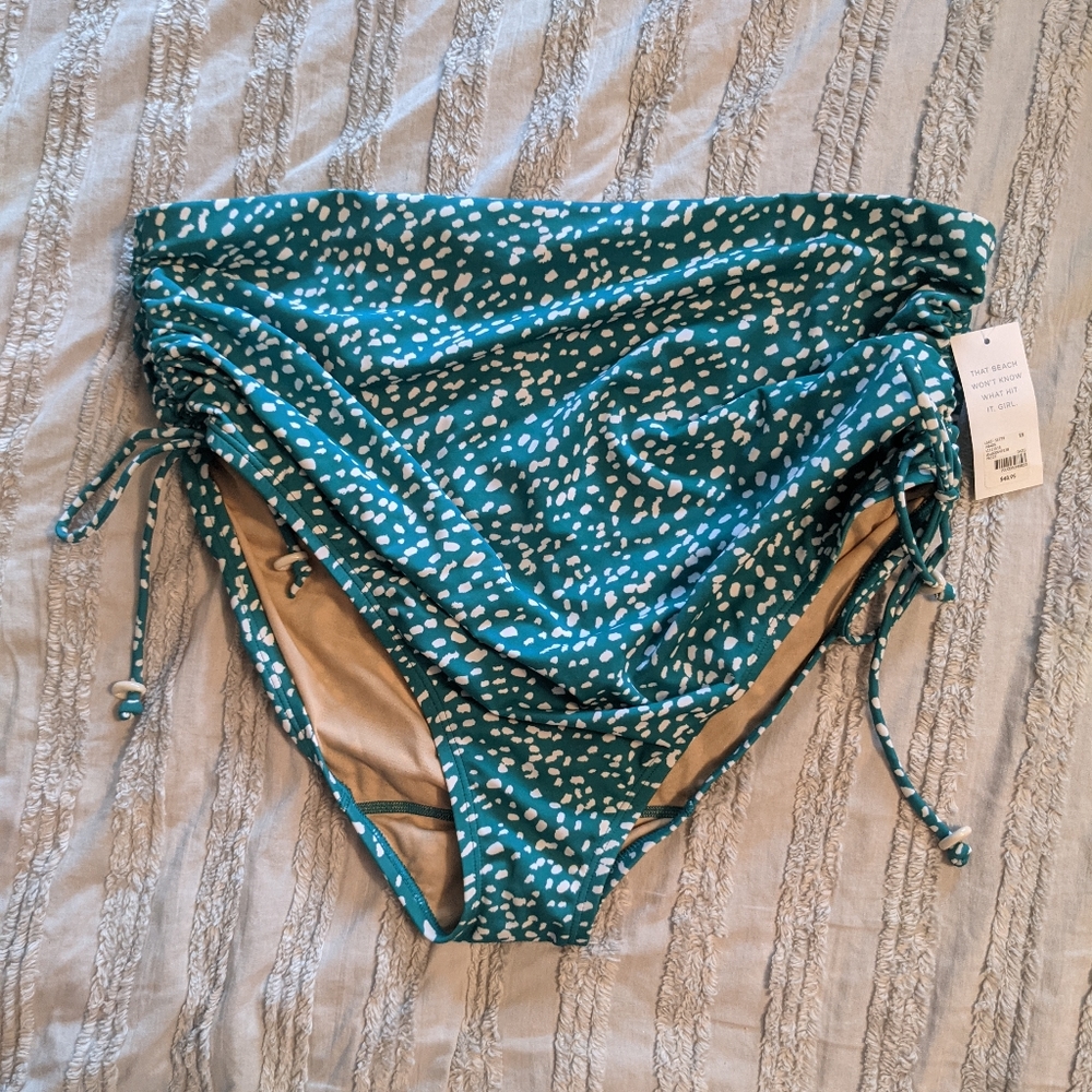 NWT green and white high waisted swim bottom